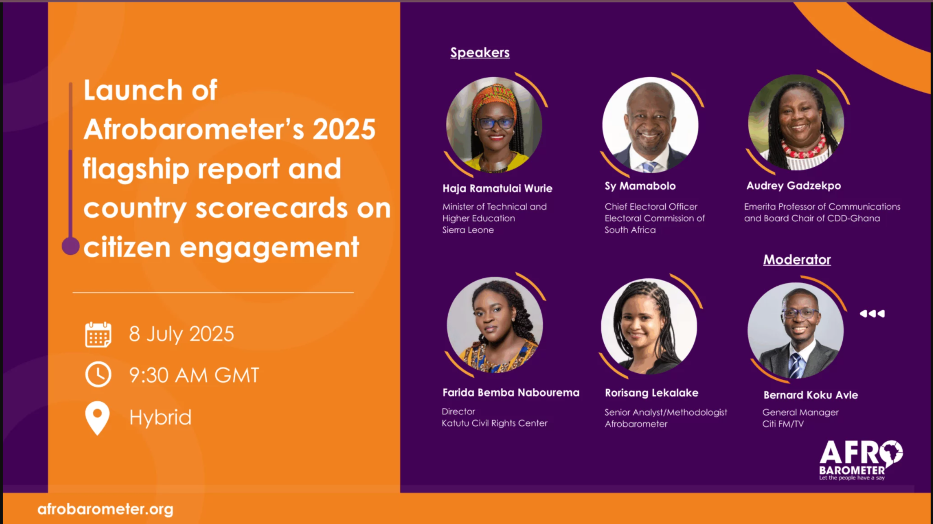 Launch of Afrobarometer’s 2025 flagship report on citizen engagement